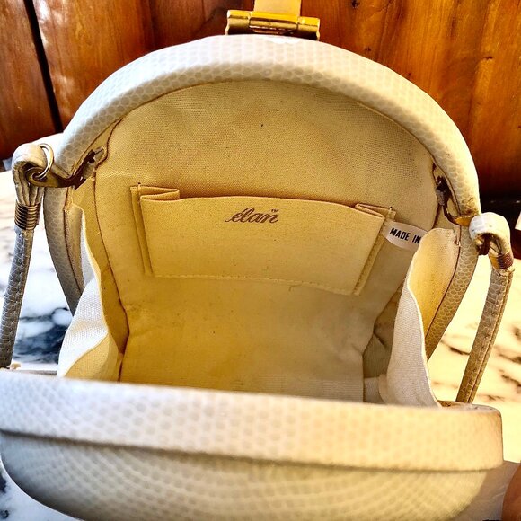 Elan Vintage Shoulder Handbag Hard Shell Faux Snakeskin DAMAGED - Picture 9 of 14